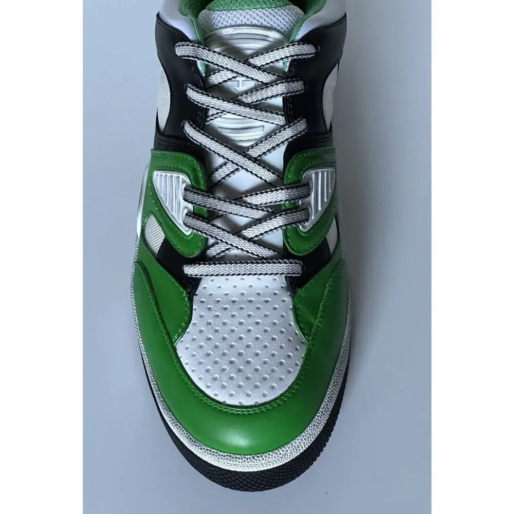 Gucci Men's Low-top White/Green Leather Sneakers 11.5 US (Gucci 11G) 697882 NIB